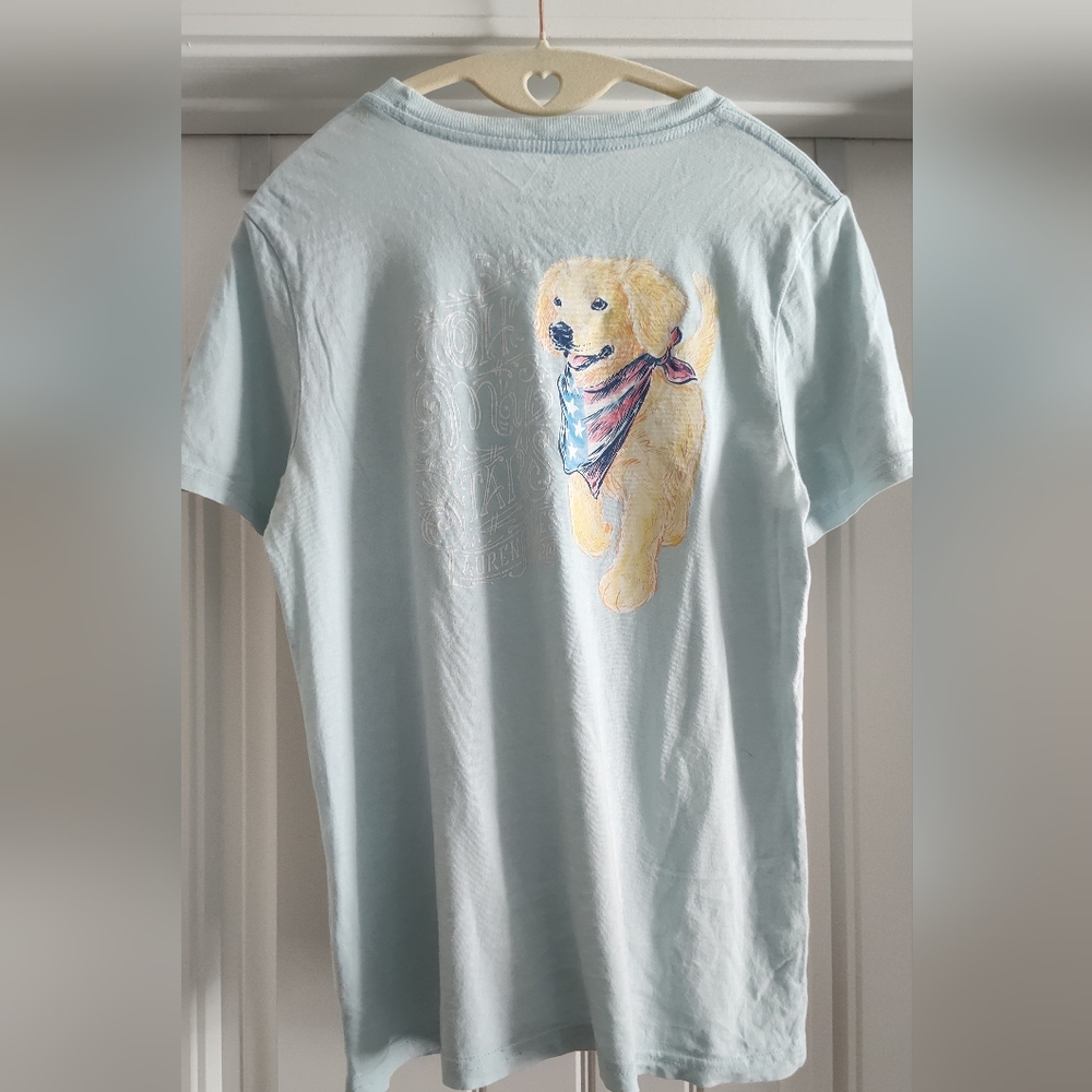 Lauren James Light Blue Puppy Graphic Tee